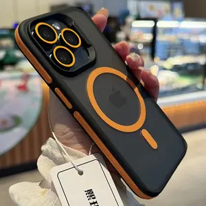 [LX]Fashion Bicolor Matte Frosted Magnetic Translucency Case For IPhone 16 15 14 13 12 11 Pro Max Plus Magsafe Wireless Charge Cover