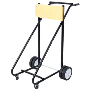 DONEXT Outboard Motor Stand Vehicle Accessories, 315lb Capacity Boat Engine Carrier Cart Dolly with Wheels, Wooden Base, Durable Steel & Carbon Rim for Storage, Steering