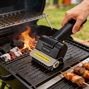 Outdoor rechargeable electric grill cleaning tool, includes grill brush and scraper, safety wire brush, universal barbecue cleaning accessories, gloves and replacement brush heads for all grills, Wire Bbq Brush, Utensils, Grilling Accessories, Bbq Tools