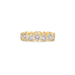 14k Gold Plated Bridal Eternity Rings for Women - Stackable Eternity Band with Heart Bezel Set - Cubic Zirconia Wedding Bands Women - Trendy Fashion