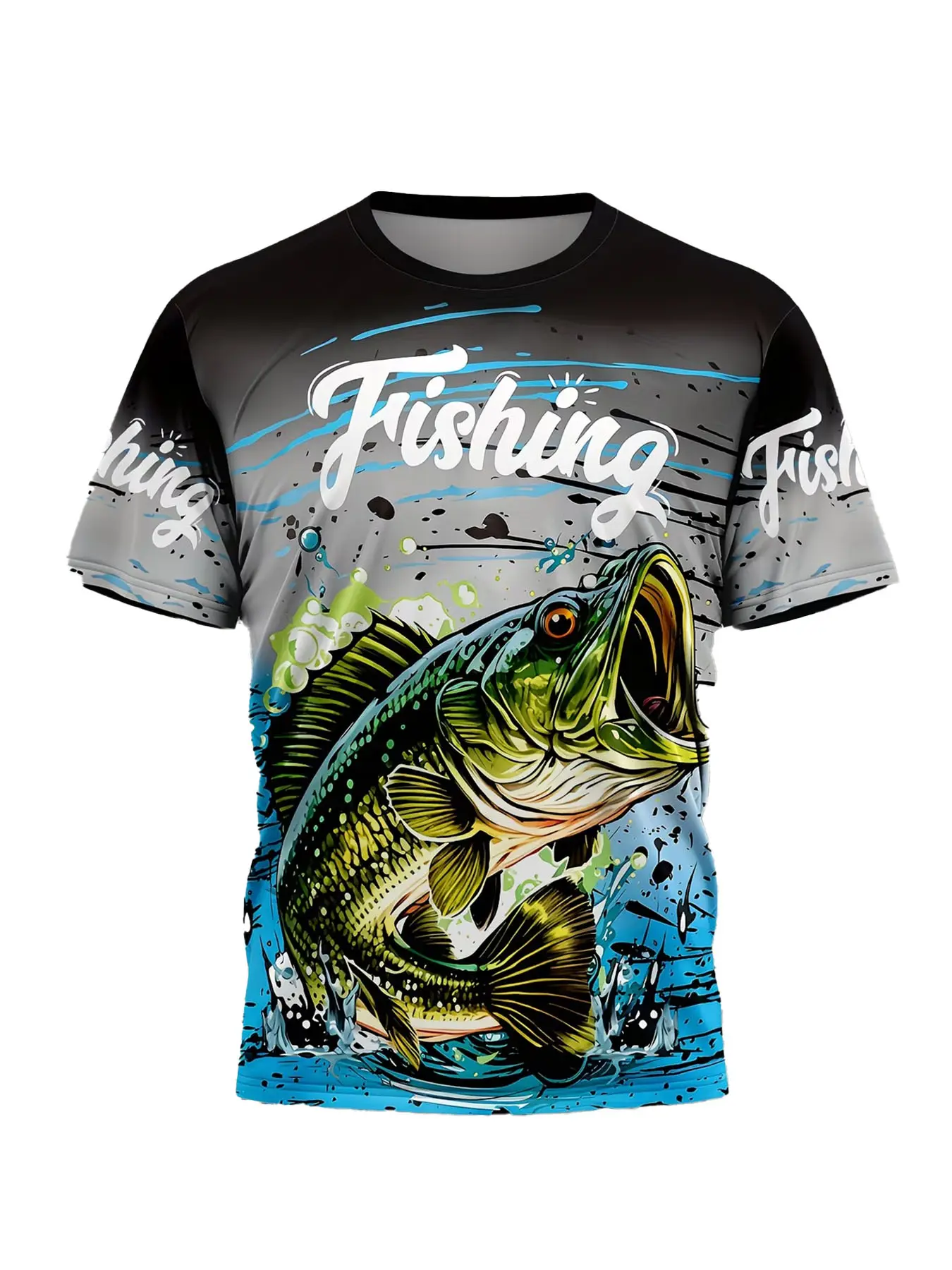 3D Printed Large Mouth Bass Fishing T-shirt - Outdoor Lure Breathable Quick-Drying Dry Fit Shirt Short Sleeve Daily Casual Wear Fishing Clothes Sports Clothing Sports Top