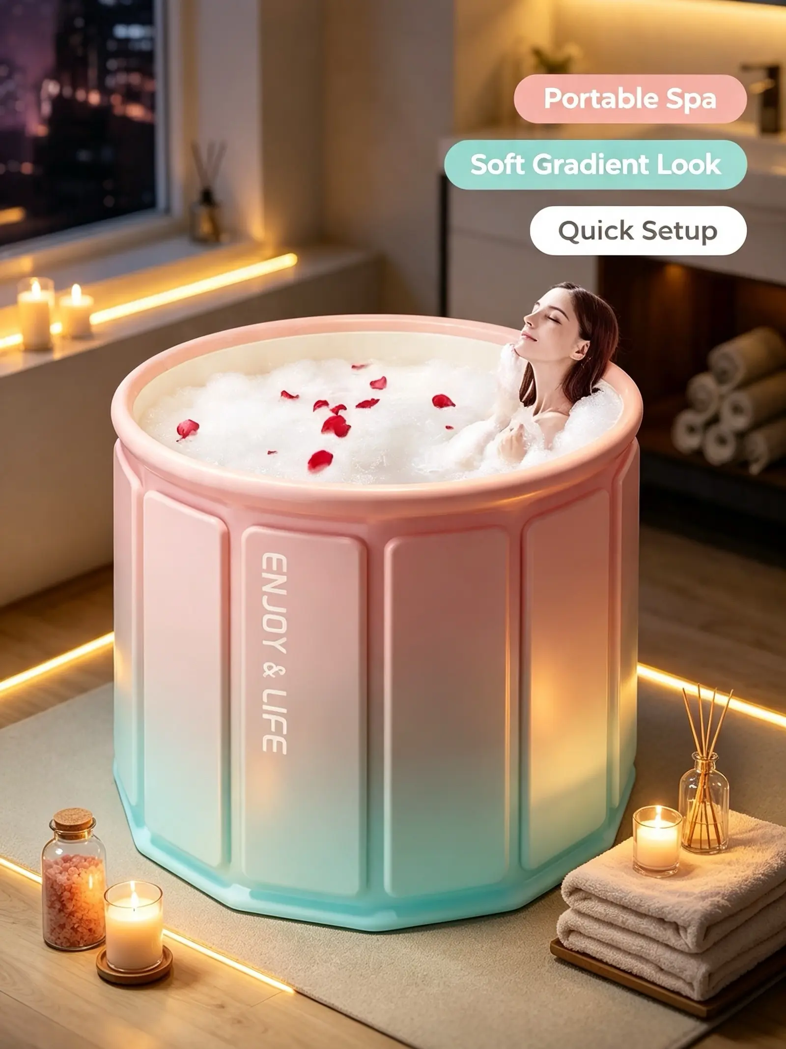 Portable Ice Bath Tub, Foldable Soaking Tub for Muscle Recovery, Suitable for Home, Outdoor & Gym Use, Quick Setup No Installation, Leak-Proof Design, Universal for Ice & Hot Water Therapy