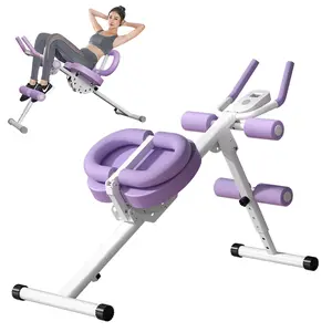 Ab Machine Adjustable Ab Trainer Machine for Abs Workout at Home Gym, Foldable, Knee Protection, LCD Monitor, Device Holder, 330 LBS