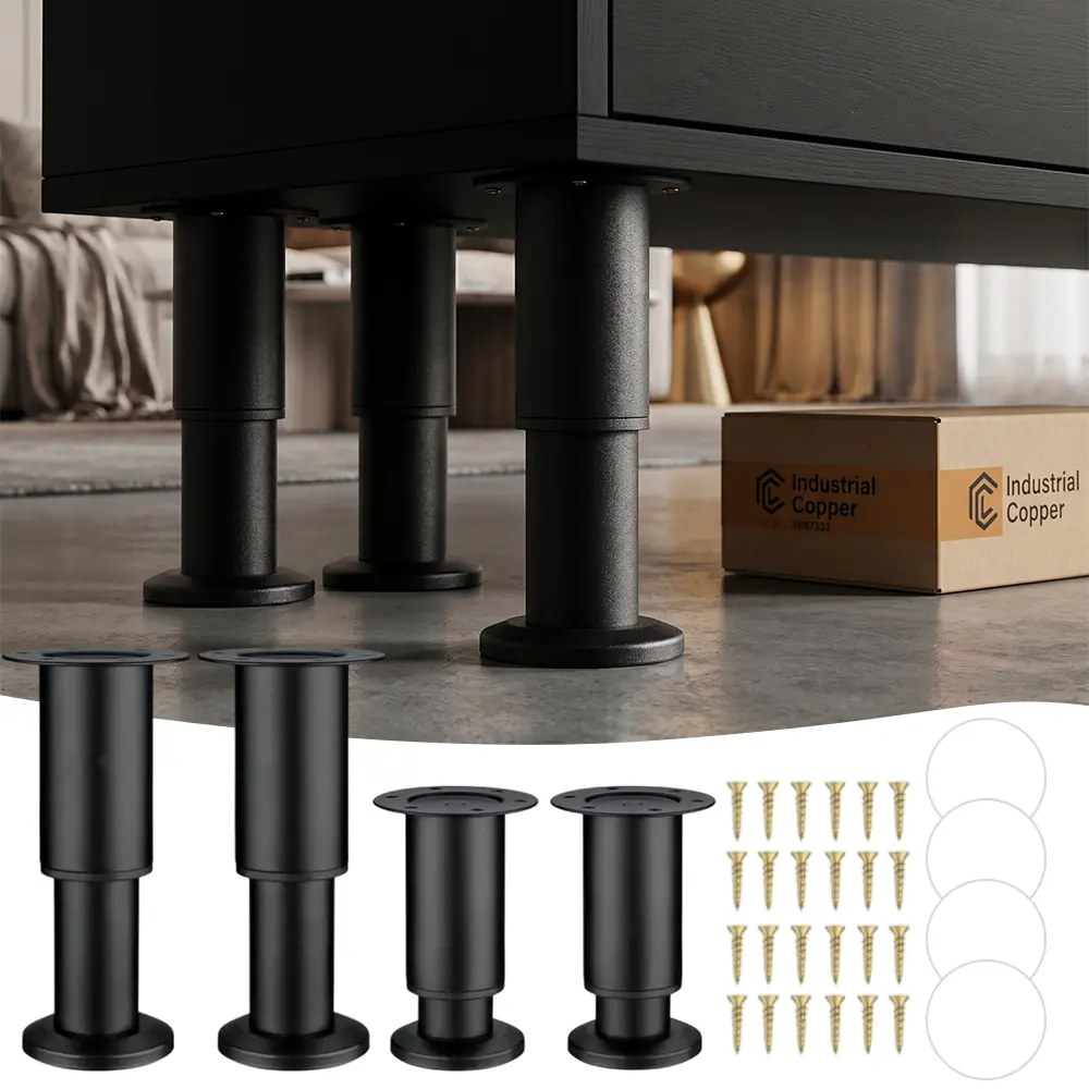 4Pcs 5.12-7.09 Inches Metal Adjustable Furniture Legs, Adjustable Cabinet Legs for Sofa/Bed/Chair/Couch/Dresser/Table, Heavy Duty Bed Replacement Support Legs for Bed Frame/Bed Center Slat