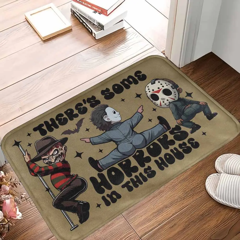 Horror Character Themed Non-Slip Absorbent Durable Floor Mat, Whimsical Funny Villain Dancing Print Home Decor, Perfect for Halloween Party Entrance, Room Decor Gift, Whimsical Home Decor