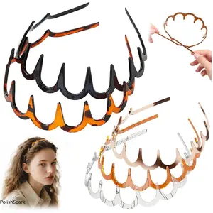 6-Pack Unisex Wave Teeth Headbands – Non-Slip Zigzag Hair Bands for Men & Women | Flexible Sports Hairbands for Face Washing, Workout & Daily Styling