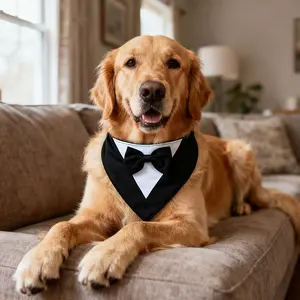 1pc Dog Tuxedo, Formal Dog Wedding Bandana, Dog Collar with Bow Tie, Dog Birthday Outfit, Adjustable Pet Party Tuxedo Dog Wedding Suit, Dress, Dog Birthday Dress, Adjustable Pet Dog Valentine'S Day Costume