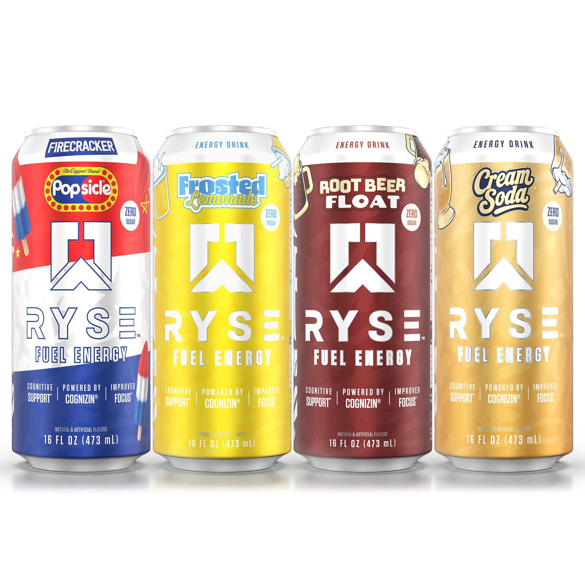 RYSE Fuel Energy Drink - Pack of 12 - 200mg Natural Caffeine, Taurine and Choline for Focus and Energy - Sugar-Free and Vegan - 16 fl oz