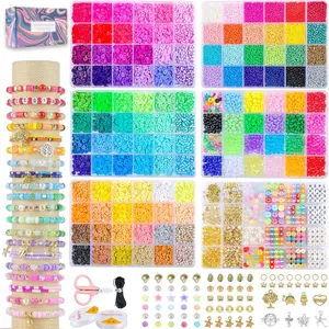 6 Box Set Friendship Bracelet Making Kit - 13000 Pcs, DIY Jewelry Making Set - Includes Clay, Seed, Pony Beads, Charms, and String
