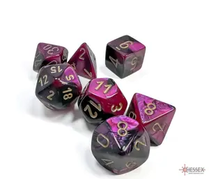 Gemini (Black-Purple/Gold) Chessex Brand D&D/RPG Polyhedral Dice Set - 7 Dice with Clear Storage Case