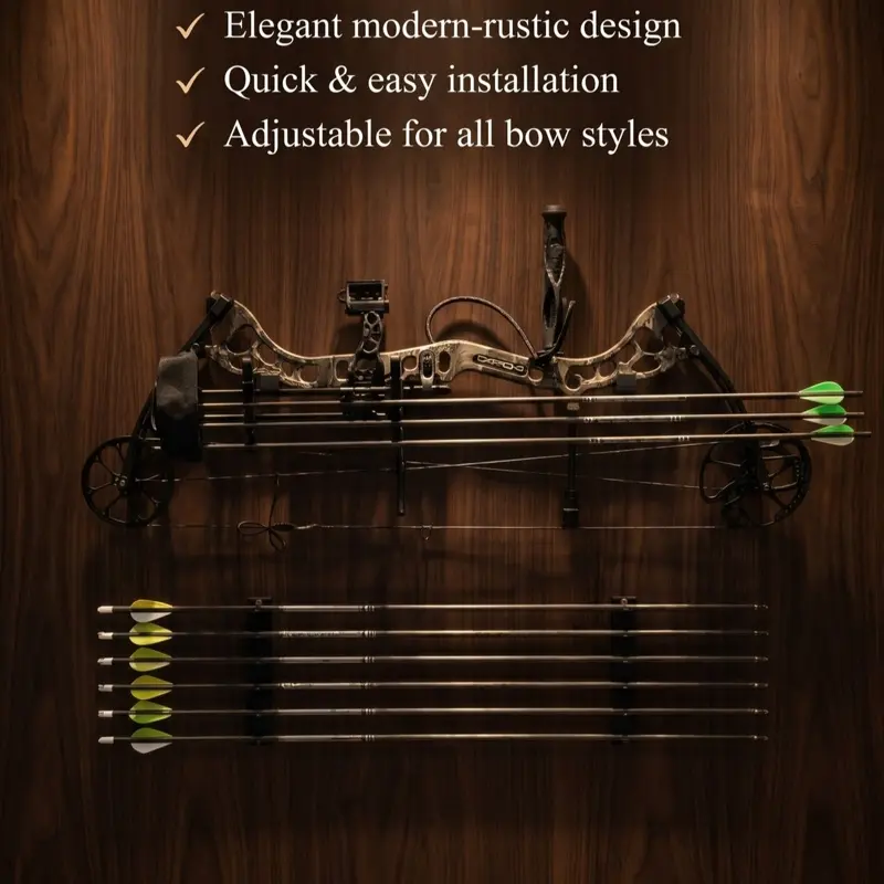 Bow and Arrow Wall Mount Hook with Included Hardware - Compatible with Recurve, Long, Compound, and Cross Bows