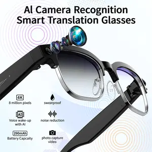 AI Smart Camera Glasses | 164-Language Real-Time Translation | Capture Photos & Videos Anytime — Great for Hiking, Cycling & Travel | Bluetooth Music & Calls | Compatible with Android & iOS | Perfect Gift for Tech Lovers