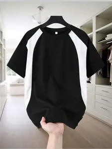 Men's Colorblock Sporty T-Shirt, High Intelligence Fit Short Sleeve, American Retro Basketball Gym Quick Dry Top