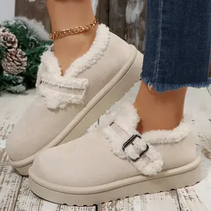 Warm Fuzzy Lined Clog Slippers for Women Non-Slip Platform Sole Mini Snow Boots Daily Indoor Outdoor Shoes
