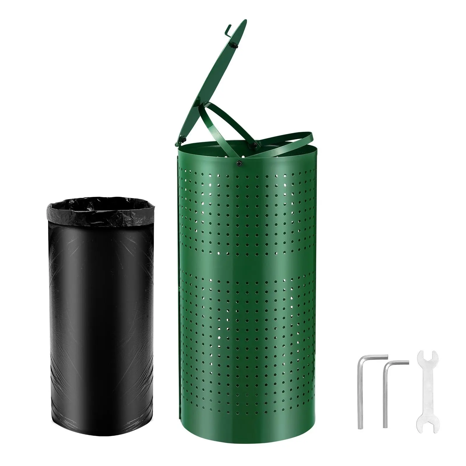 VEVOR Dog Poop Trash Can with 50 Liner Bags,  11.5 Gallons Outdoor Dog Waste Bin with Lid & Liner Clip for Pet Waste Station, Dog Waste Disposal Container for Garden Backyard Park