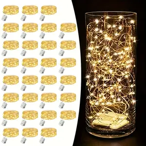 30/100 packages, 39 feet, 20 LED lighting fixtures, battery-powered, waterproof, silver wire, small string lights, Starlight Firefly, Starry Sky Light, suitable for DIY projects, wedding parties, bedroom table decorations, center decorations (warm white)