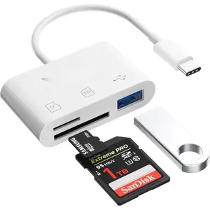 OTG SD Card Reader for  17/16,3-in-1 Memory Card Reader with USB Camera Adapter,5Gbps Trail  Camera Viewer Supports SD and TF Card MicroSD Card Adapter for iPad/MacBook/,Plug and Play