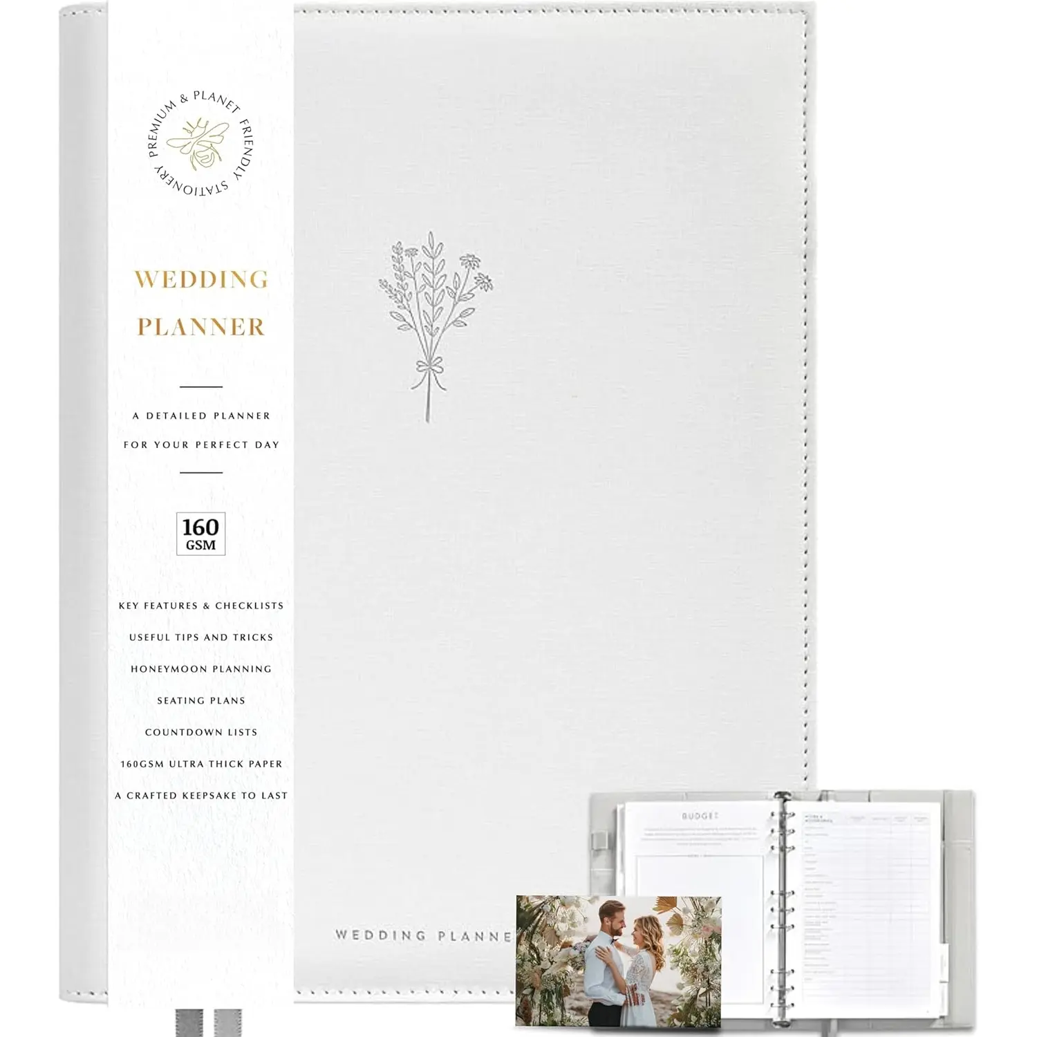 Award Winning Elegant Wedding Planner Binder and Organizer for the Bride | Tissue Wrapped | Cushioned Cover | Engagement  | This Elegantly Designed  Planner Allows you to Plan Every Detail (Soft Grey)