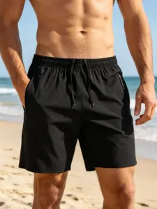 Men's Summer New Sports Training Fitness Quick-Dry Solid Color Simple Fashion Versatile Trendy Shorts, Casual Loose-Fitting Style, Athletic Training Shorts