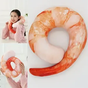 Realistic Shrimp Neck Pillow - U Shaped Large Cushion Plush