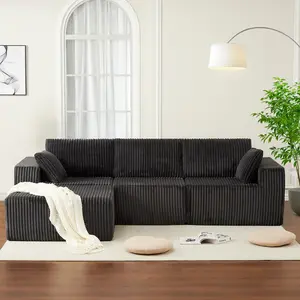 108 in Modular Sectional Sofa, Corduroy Sponge Compression Sofas with Deep Seat, Memory Foam Sofa for Living Room Bedroom, No Assembly Required