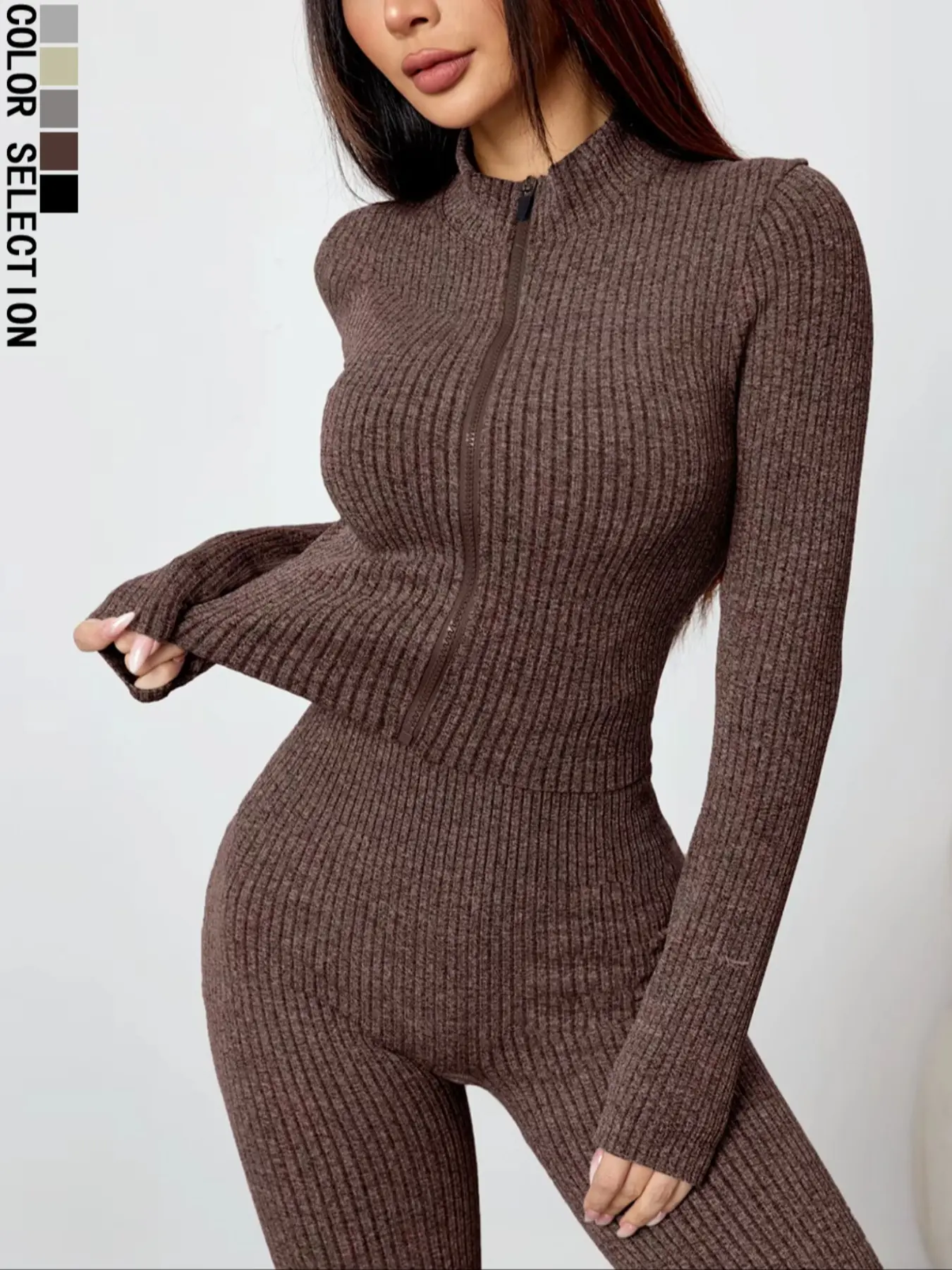 Women's Sportswear Set, Casual Fitness, Tight Elasticity Bootie Women Zipper Sports Top Set, Autumn Winter Ladies Sportswear, Sweatsuit Outfits, Sports Slim Fit, Athleisure Sportswear Set, Athletic Workout Clothing, Exercise Clothing