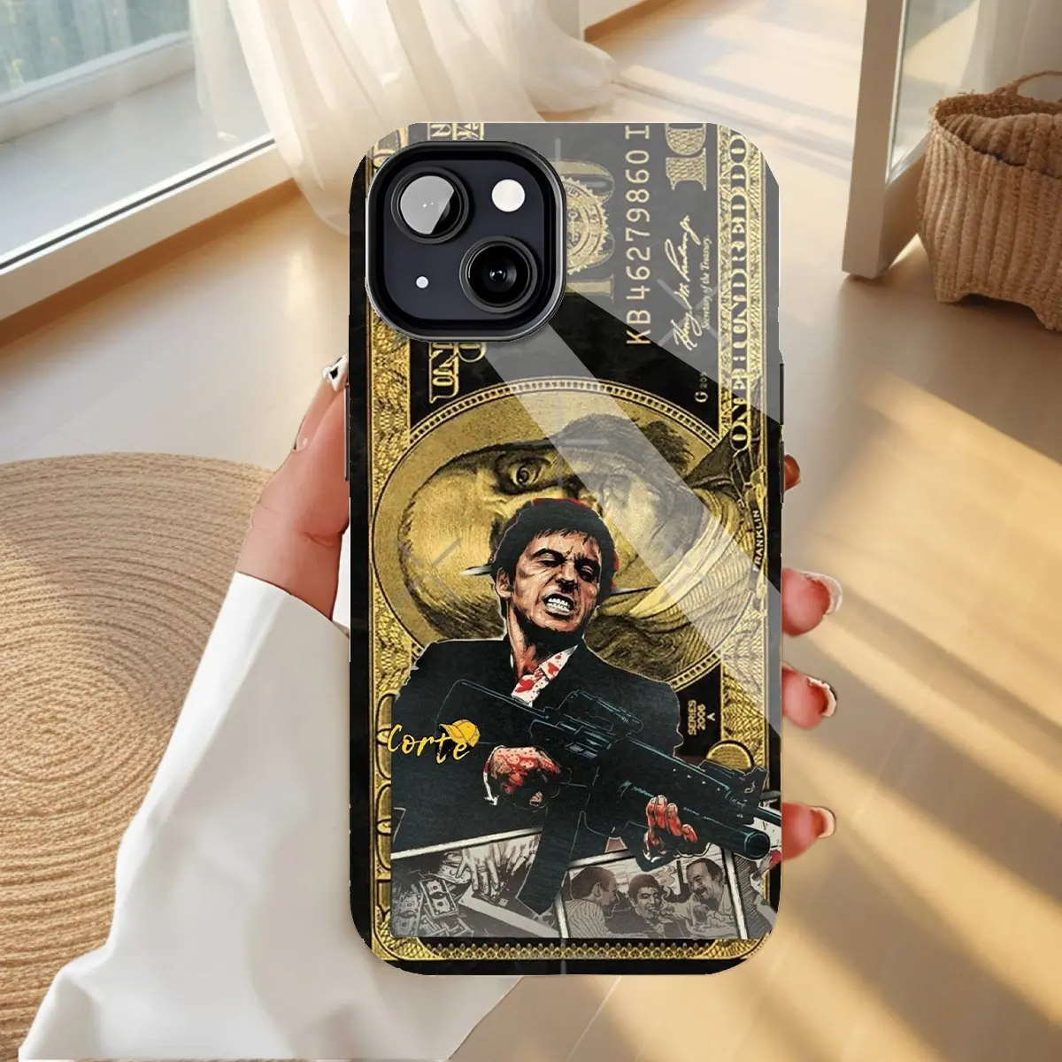 Scarface Edgy Street Art Gangster Shockproof Phone Cover, Durable TPU Phone Accessories with Bold Dollar Print, Tough Protection for iPhone 11/12/13/14/15/16 (Pro Max/Plus) - For Teens