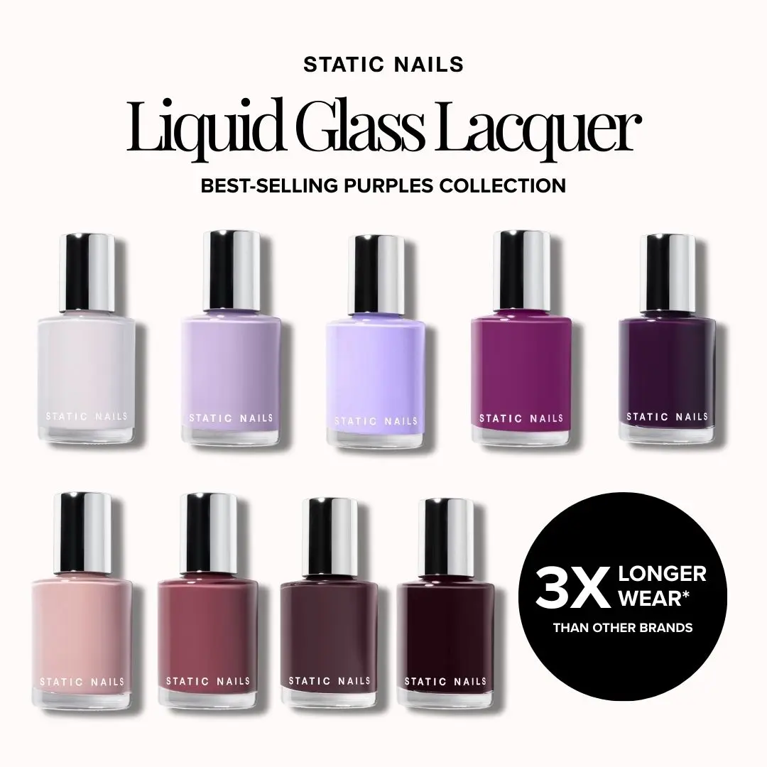 Static Nails Best-Selling Purple Liquid Glass Lacquer Collection- Lasts 3x Longer Than Other Nail Polish Brands- Chip-Resistant, Long-Lasting, Non-Toxic