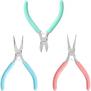 WORKPRO Jewelry Pliers Set, 3 Pack Jewelry Making Tool Kit Includes Mini Needle Nose Plier/Chain Nose Plier, Round Nose Plier and Wire Cutter for Jewelry Repair, DIY Crafts, Jewelry Making Supplies
