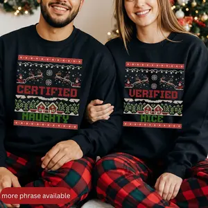 [ sale up to 50%] Matching Couples Ugly Christmas Sweater, Funny Couple Christmas Sweater, Personalised Funny Phrase Couples Shirt, Couples Holiday Pajamas