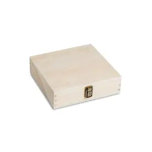 Makerflo Natural Pine Wood Cigar Box, Hinged Back & Front Clasp, Black Felt Lined, 8.5" x 8" x 2.4", Ideal for Craft - (Laser Engraving, Epoxy, UV DTF, and Vinyl)