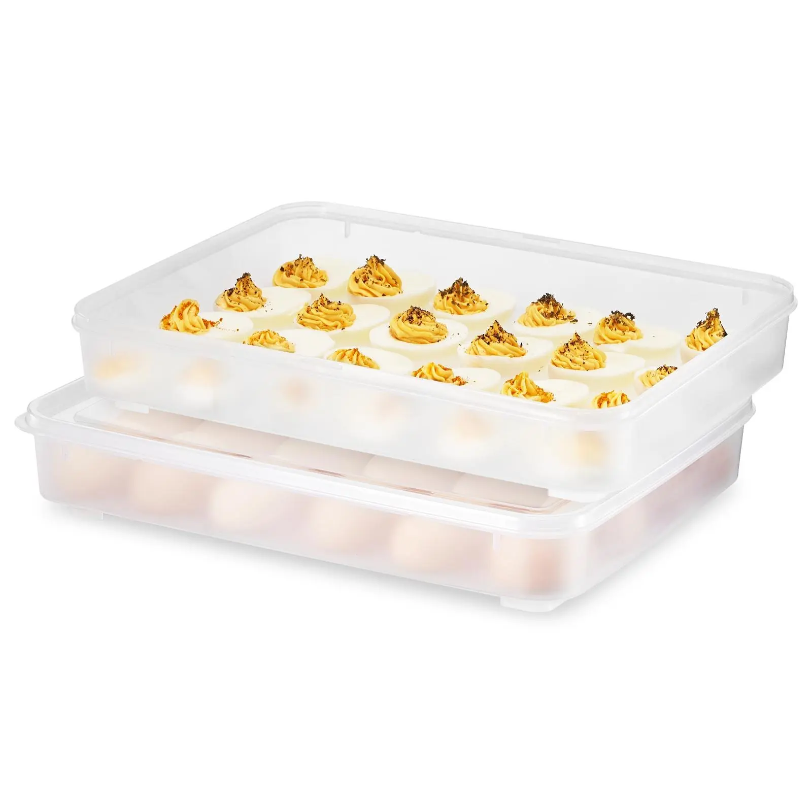 Sorbus Set of 2 Clear Egg Containers with Lids - Stackable & Portable Deviled Egg Carrier Tray (Holds 48-Egg) Boxes Organiser Kitchen Cover