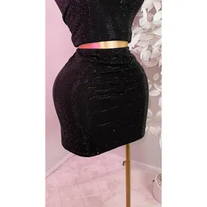 Mireya Rhinestone Skirt - Black - Plus Size