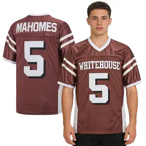 High School Mahomes #5 American Football Jersey Embroidery V-neck High Quality Polyester Mesh Breathable Fabric Brown S~3XL Seahawksrivalries Fan Related Daily Training Clothes