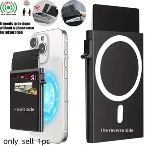 MagSafe Side-Push Pop-Up Card Holder for iPhone 📱💳 - RFID Blocking Slim Wallet, Magnetic Back, Black Friday Deal: Ideal Christmas/New Year Gift 🎁 Smartphone