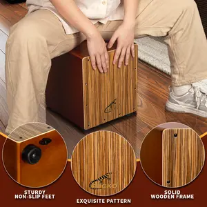 GECKO Cajon Drum Box with Snare and Bass Tone for Acoustic Music, 12" Percussion Instrument with Tool-Free Internal Adjustable Guitar Strings for Beginners and Professional, Compact Size
