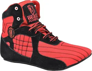 Beastpowergear Bodybuilding Weightlifting MMA Cross-Trainer & Wrestling Shoes Black/Blue Boxingshoes