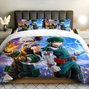 3PCS Duvet Cover Set, 1 Duvet+2 Pillowcases(Without filler), Hero Anime  Character Adventure Fantasy theme, Christmas bedding set, Cozy Soft Microfiber Suitable for decoration Bedroom Dorm Room Gift