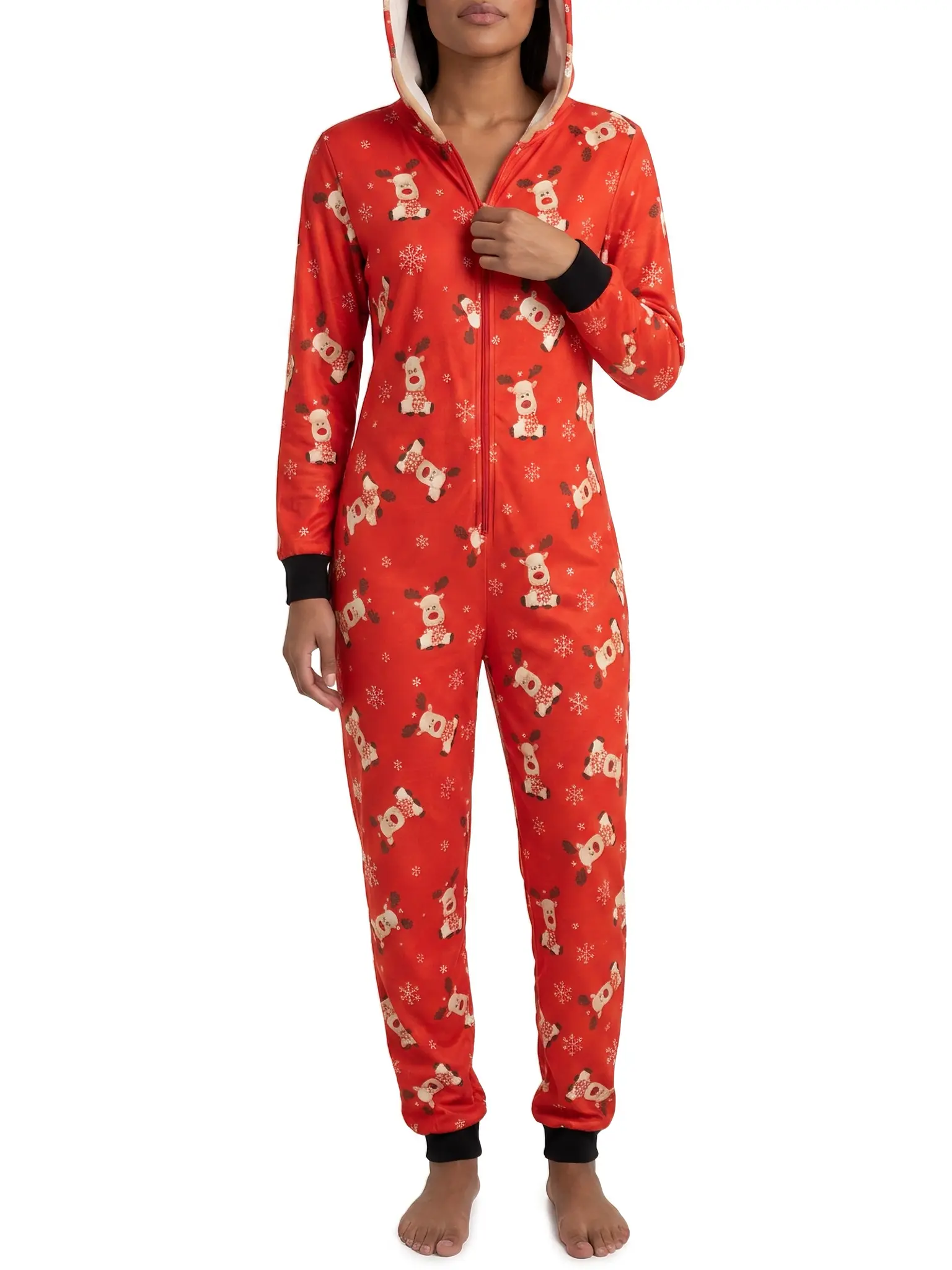 Couples Matching Christmas Pajamas with Festive Prints for Christmas Tree Portraits and Holiday Gatherings
