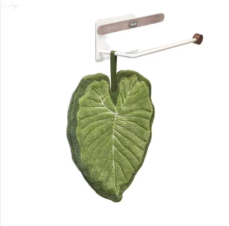 Soft Absorbent Monstera & Anthurium Leaf Hand Towel, Cute Hanging Decorative Towel for Bathroom Kitchen, Ultra Soft Microfiber, Unique Tropical Plant Design for Home & Housewarming Gift