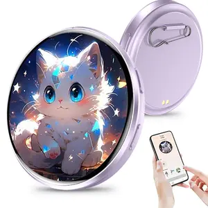 Cyber Electronic Badge,1.7" HD Touch Screen Photo & GIF/Video Display 600mAh Large Battery Long Life Connect via App Customize Content for Backpack Clothing Decoration