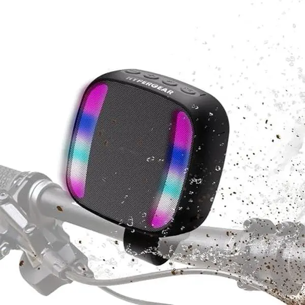Spin Cycle LED Bike Speaker - Small Bluetooth Speaker for Bike with Handlebar Mount & Built-in Mic, IPX4 Water-Resistant Bicycle Accessories