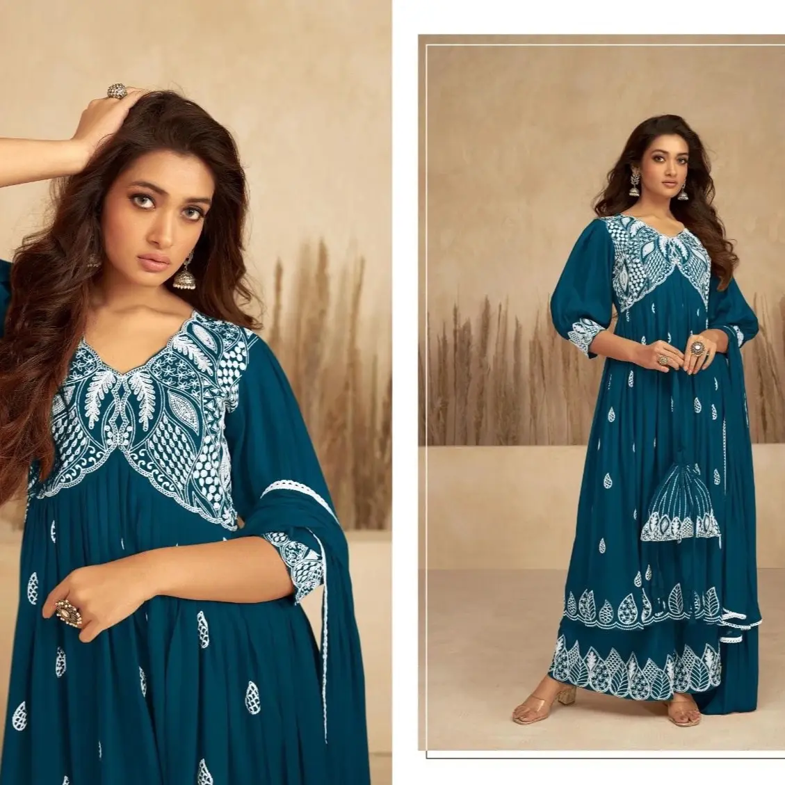 Vamika lakhnavi Rayon kurta set with full Embroidery