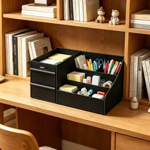 Fashionable Men's Cosmetic Storage Box - Black Perfume Box with 7 Compartments & 2 Extra-Deep Drawers for Skincare & Makeup - Waterproof & Durable - Perfect Gift for Him
