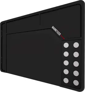 Gray Rubber Magnetic Cleaning Mat Wall-Mountable Small 16.5"x10.4" Large 35.5"x11.9" Gifts for Boyfriend Anti-Slip 6 Sections Organization Tool Holder