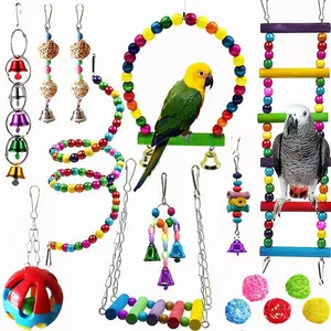 Bird Toy Hanging Standing Chewing Toy Hammock Climbing Ladder Cage Colorful Toy Suitable for Budgerigars, Long-tailed Parakeets, Cockatiels, Lovebirds, Nine-tailed Parrots, Lovebirds, Finches: Pet Supplies（random  color)