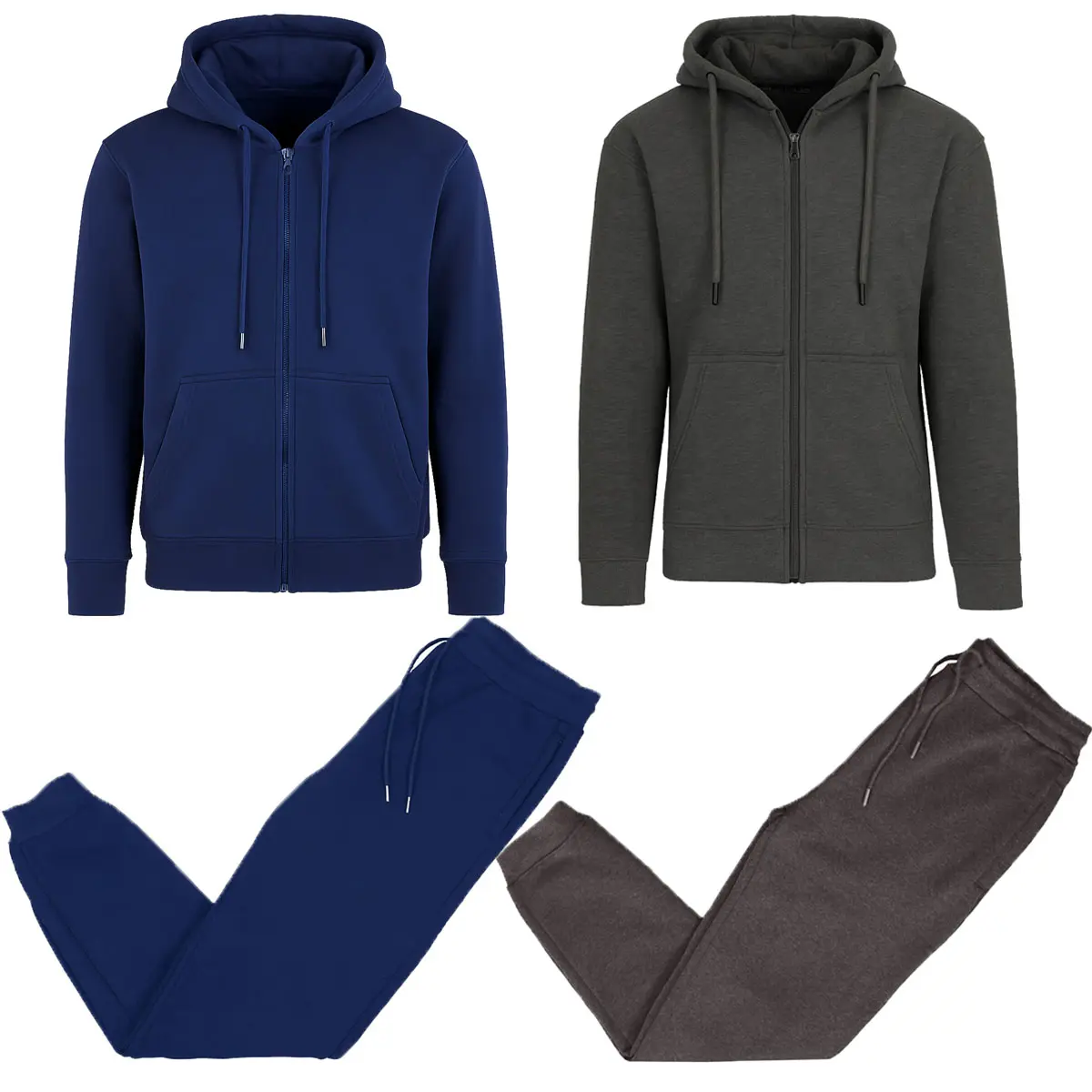 (Fleece Zip) Navy-Charcoal