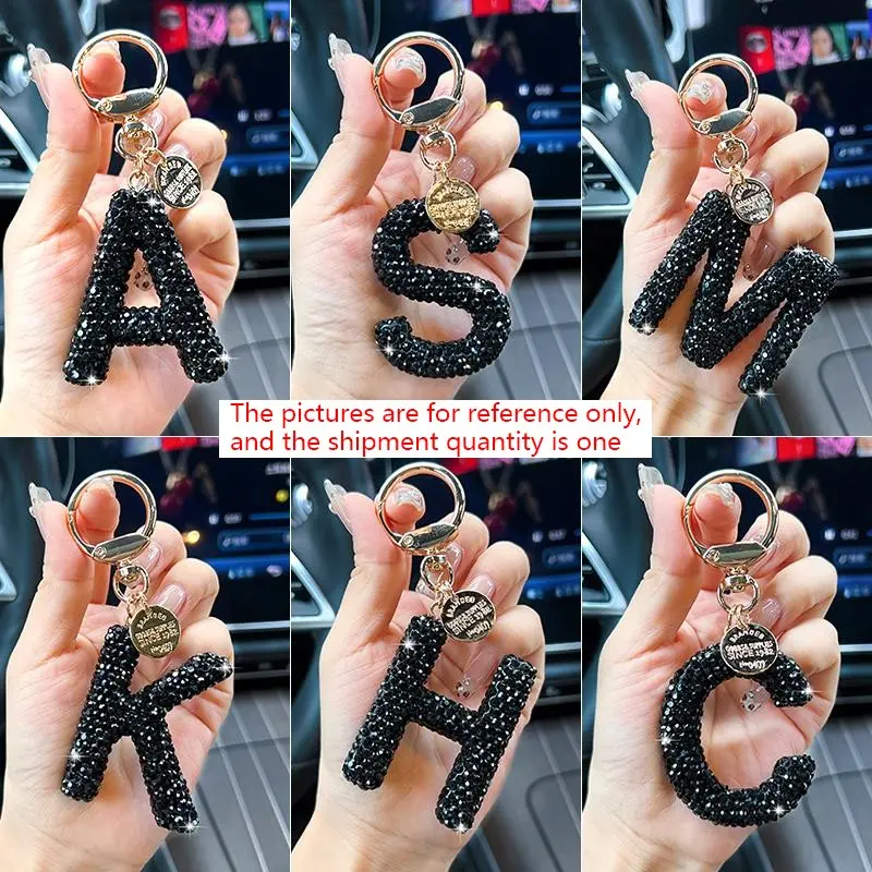 Creative Rhinestone Car Keychain, Key Rings for Car Keys, Keyrings for Keys, Bag Pendant Keychain, Fashionable Letter Key Ring, Elegant Bag Charm Accessory, Fashionable Alloy Keychain, Perfect Holiday Gift