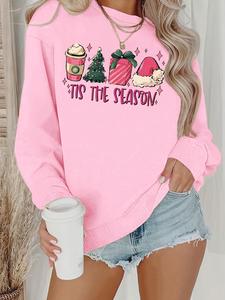 women's christmas themed letter print drop shoulder sweatshirt, casual long sleeve round neck pullover for daily wear, ladies clothes for all seasons