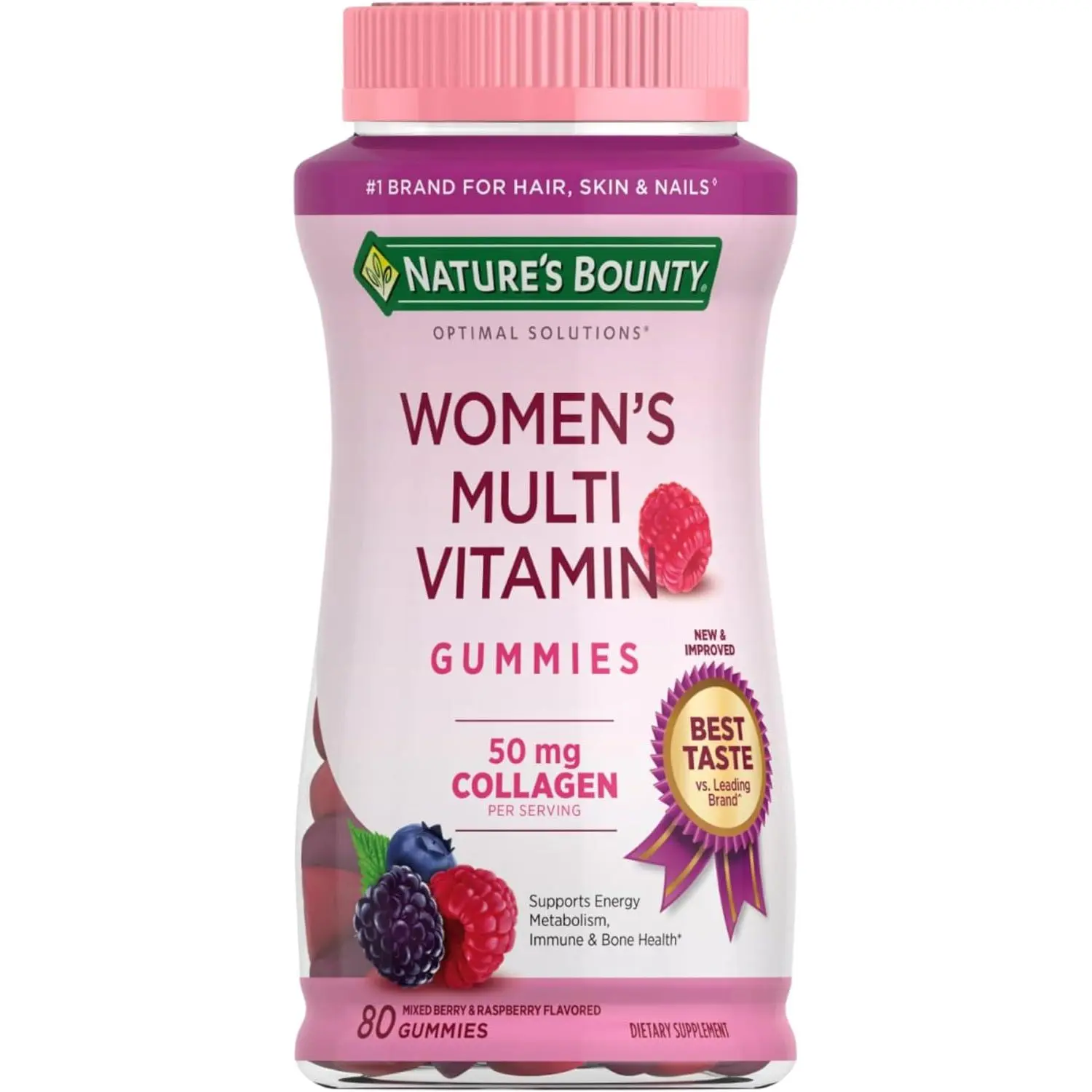 Optimal Solutions Women's Multivitamin, Raspberry, 80 Count | Immune and Cellular Energy Support, Bone Health, Raspberry Flavor, 40 Total Servings